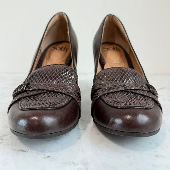 Söfft Brown Leather Snake Print Heels – Women’s Size 7M - Picture 2 of 8